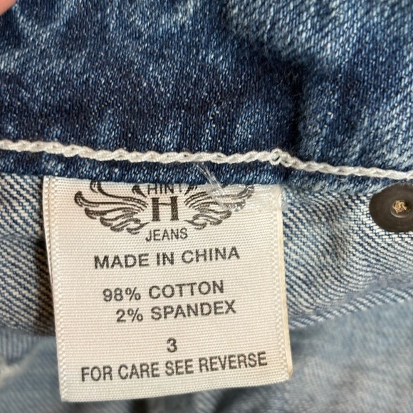 Deadstock Vintage Y2K 2000s midi blue jean raw hem fringe denim skirt sz 29 NWT - Picture 9 of 16